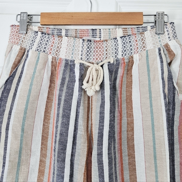 3/$25 Style Me Petites Linen Blend Striped Crop Pants L - Picture 3 of 6